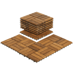 Bare Decor U-Snap Interlocking Flooring Tiles in Solid Teak Wood