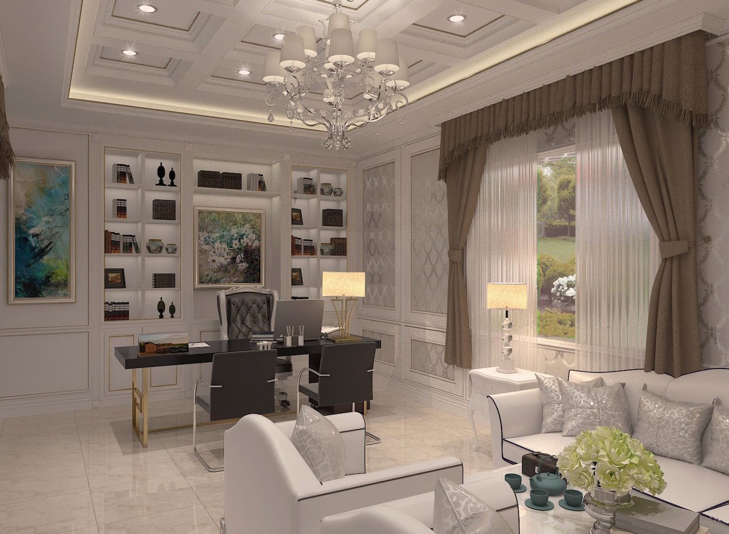 Hình thiết kế nội thất văn phòng phong cách tân cổ điển 1 Hình thiết kế nội thất văn phòng phong cách tân cổ điển 1