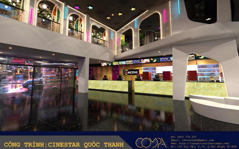 Hình ảnh thực tế nội thất rạp chiếu Cinestar Quốc Thanh