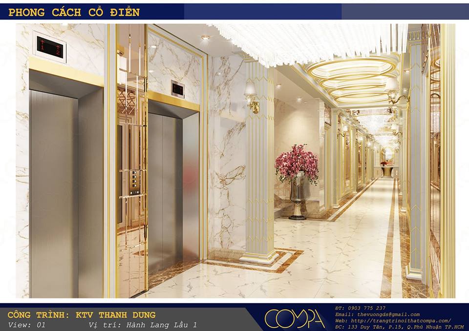 Hình thiết kế sảnh đón karaoke VIP - Hành lang lầu 1 Hình thiết kế sảnh đón karaoke VIP - Hành lang lầu 1