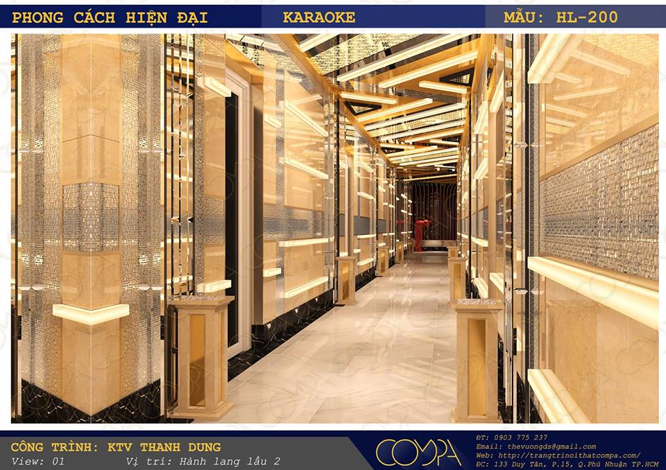 Hình thiết kế sảnh đón karaoke VIP - Hành lang lầu 2 Hình thiết kế sảnh đón karaoke VIP - Hành lang lầu 2