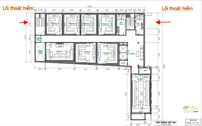Thiết kế của lối thoát hiểm theo yêu cầu PCCC