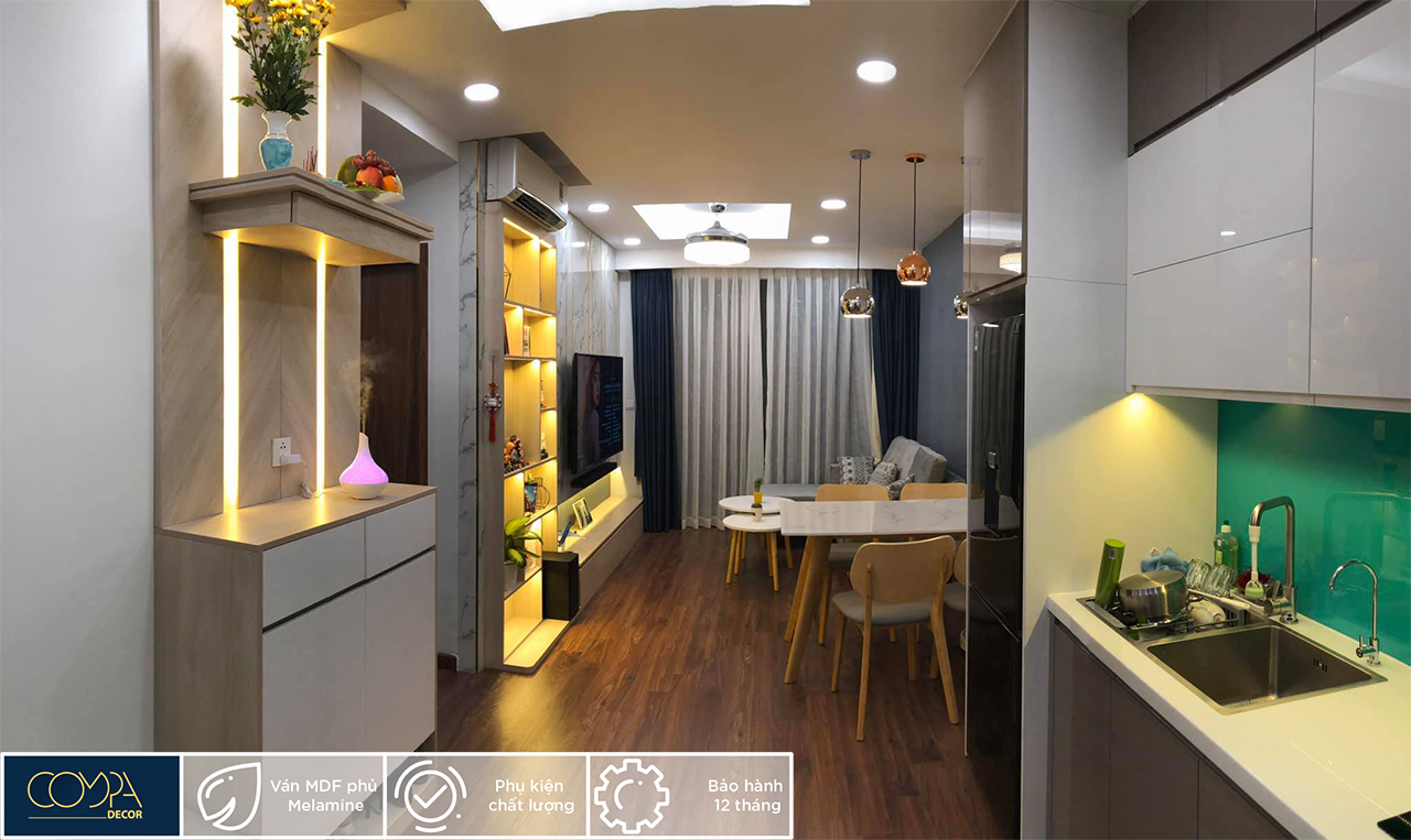 Nội thất phòng khách lung linh với vật liệu MDF Phủ Acrylic An Cường