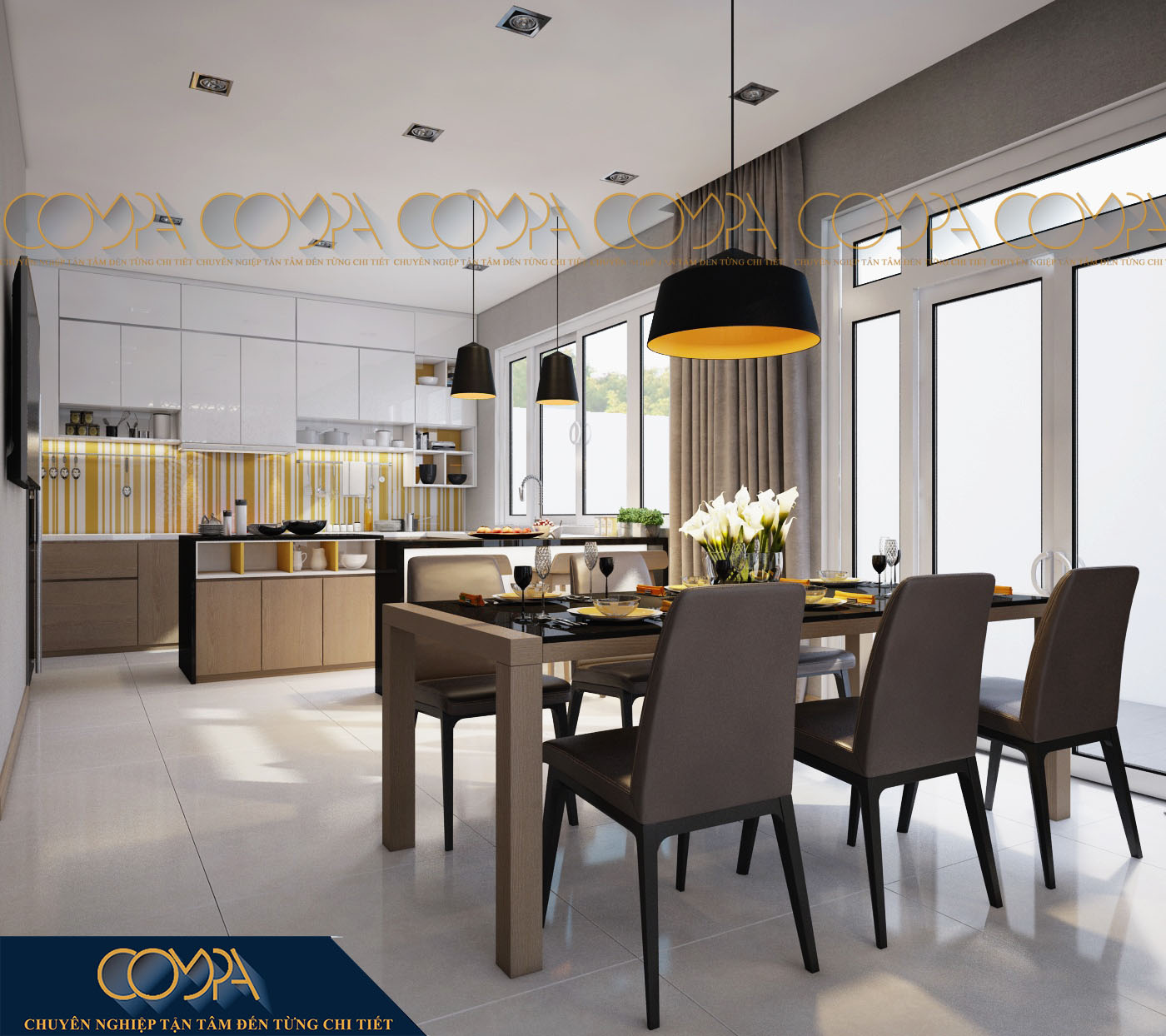 Thiết kế phòng bếp nhà phố hiện đại Thiết kế phòng bếp nhà phố hiện đại