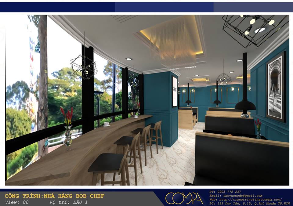 Thiết kế thi công nhà hàng BBQ Bob Chef tân cổ điển