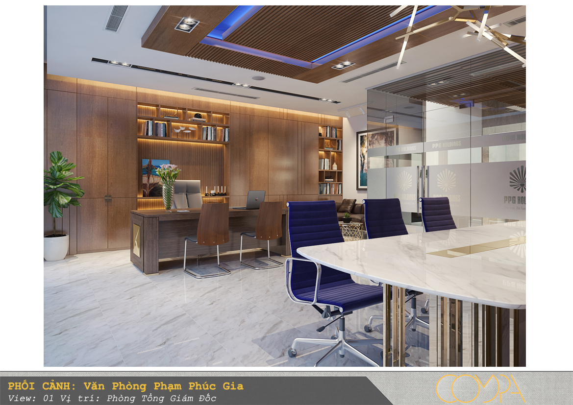 Thiết kế nội thất văn phòng Phạm Phúc Gia - Phòng Tổng Giám đốc Thiết kế nội thất văn phòng Phạm Phúc Gia - Phòng Tổng Giám Đốc
