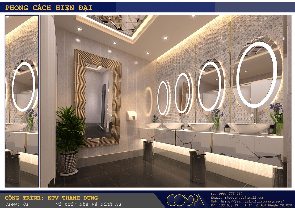 Mẫu thiết kế nhà vệ sinh nữ của Karaoke Thanh Dung