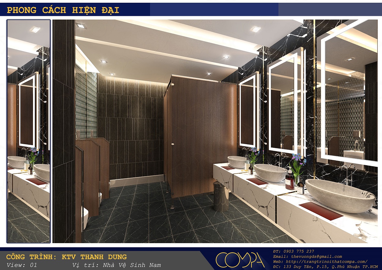 Mẫu thiết kế nhà vệ sinh nam của Karaoke Thanh Dung