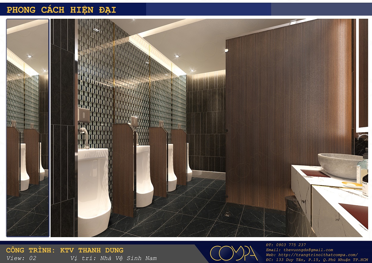 Mẫu thiết kế nhà vệ sinh nam của Karaoke Thanh Dung