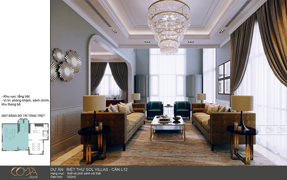 Phòng khách tân cổ điển sang trọng