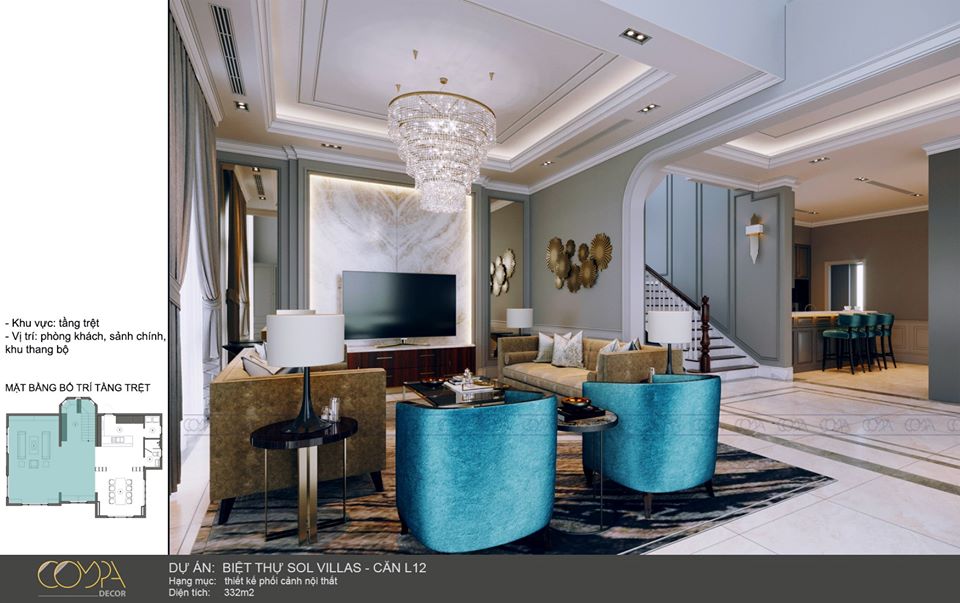 Thiết kế nội thất phòng khách biệt thự đẳng cấp